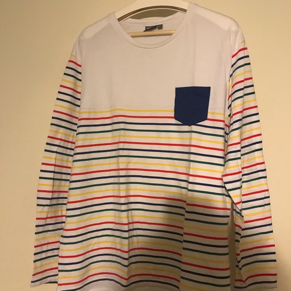 Asos rainbow stripe long sleeve shirt XXL - Picture 1 of 3